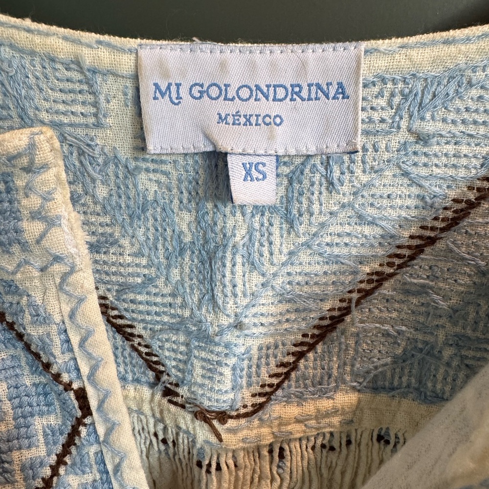 Mi Golondrina Sky Blue and Cream Blouse